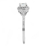 3W1386 - Rhodium 925 Sterling Silver Ring with AAA Grade CZ in Clear - Alamode - Flyclothing LLC