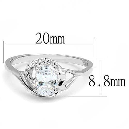 3W1388 - Rhodium 925 Sterling Silver Ring with AAA Grade CZ in Clear - Alamode - Flyclothing LLC