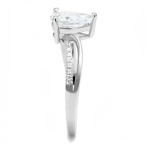 3W1389 - Rhodium 925 Sterling Silver Ring with AAA Grade CZ in Clear - Alamode - Flyclothing LLC