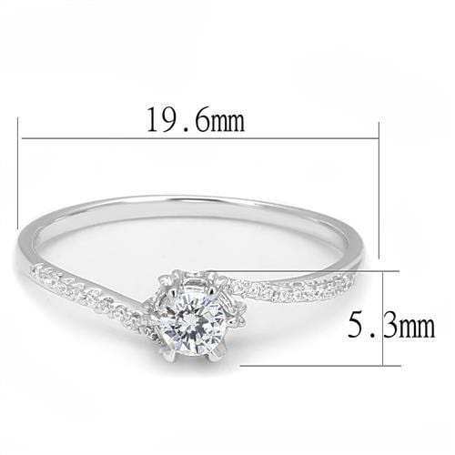 3W1392 - Rhodium 925 Sterling Silver Ring with AAA Grade CZ in Clear - Alamode - Flyclothing LLC