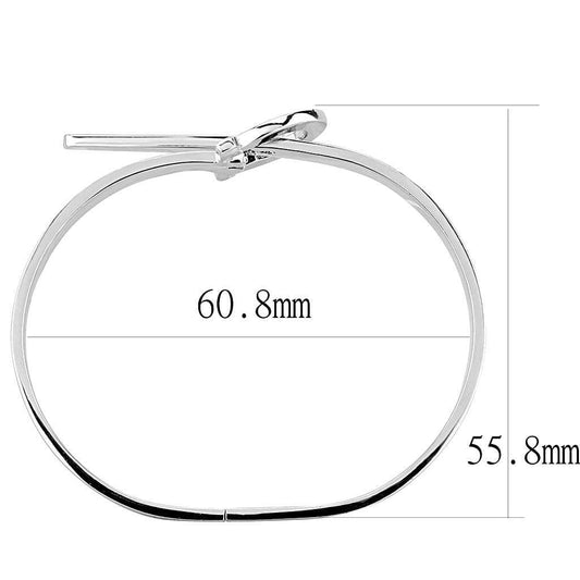 3W1409 - Rhodium Brass Bangle with No Stone - Alamode - Flyclothing LLC