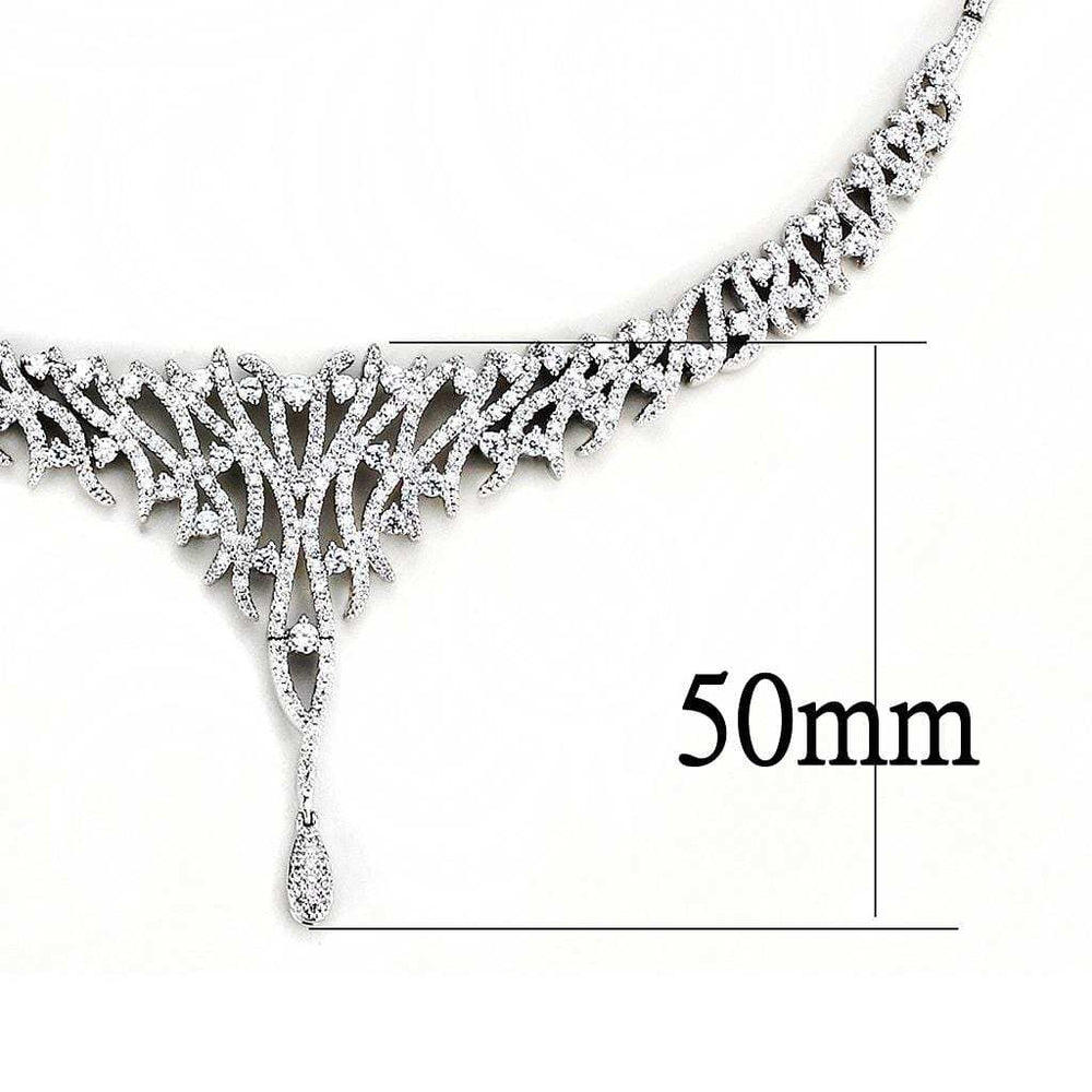 3W1413 - Rhodium Brass Jewelry Sets with AAA Grade CZ in Clear - Alamode - Flyclothing LLC