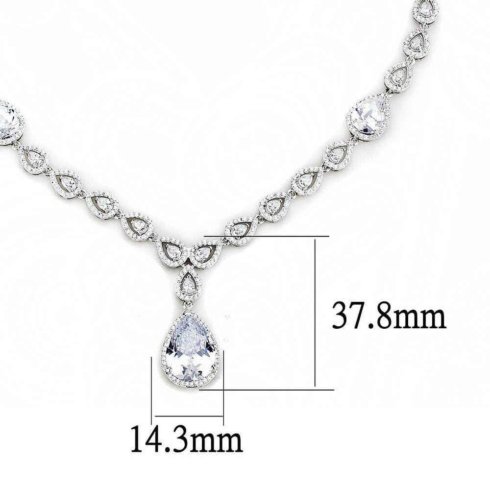 3W1427 - Rhodium Brass Jewelry Sets with AAA Grade CZ in Clear - Alamode - Flyclothing LLC