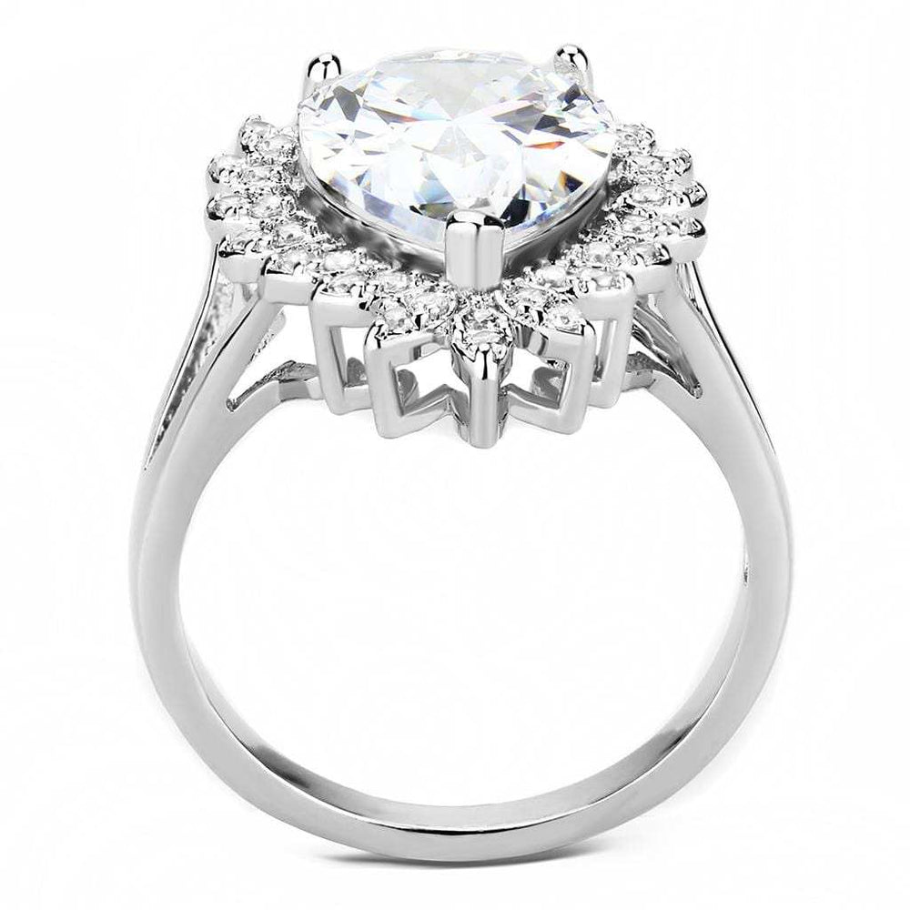 3W1435 - Rhodium Brass Ring with AAA Grade CZ in Clear - Alamode - Flyclothing LLC