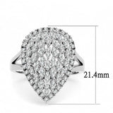 3W1436 - Rhodium Brass Ring with AAA Grade CZ in Clear - Alamode - Flyclothing LLC