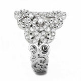 3W1439 - Rhodium Brass Ring with AAA Grade CZ in Clear - Alamode - Flyclothing LLC