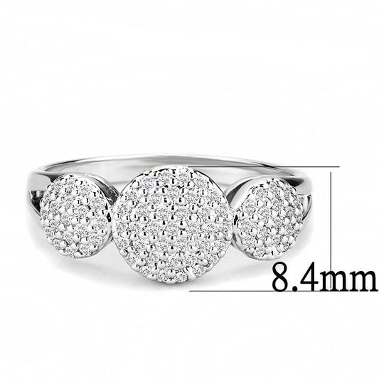3W1440 - Rhodium Brass Ring with AAA Grade CZ in Clear - Alamode - Flyclothing LLC