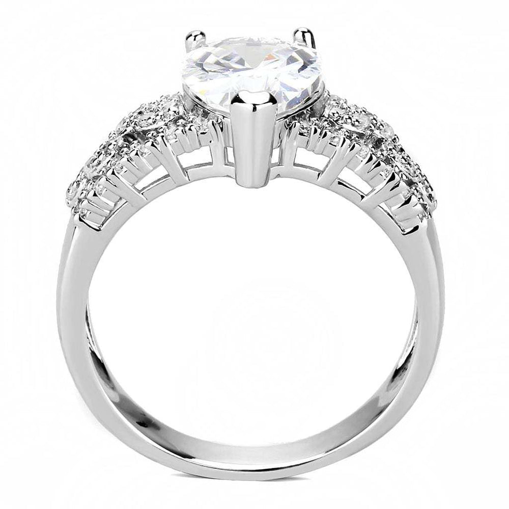 3W1444 - Rhodium Brass Ring with AAA Grade CZ in Clear - Alamode - Flyclothing LLC