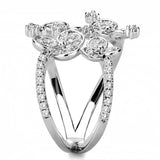 3W1447 - Rhodium Brass Ring with AAA Grade CZ in Clear - Alamode - Flyclothing LLC