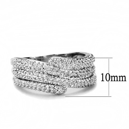 3W1449 - Rhodium Brass Ring with AAA Grade CZ in Clear - Alamode - Flyclothing LLC