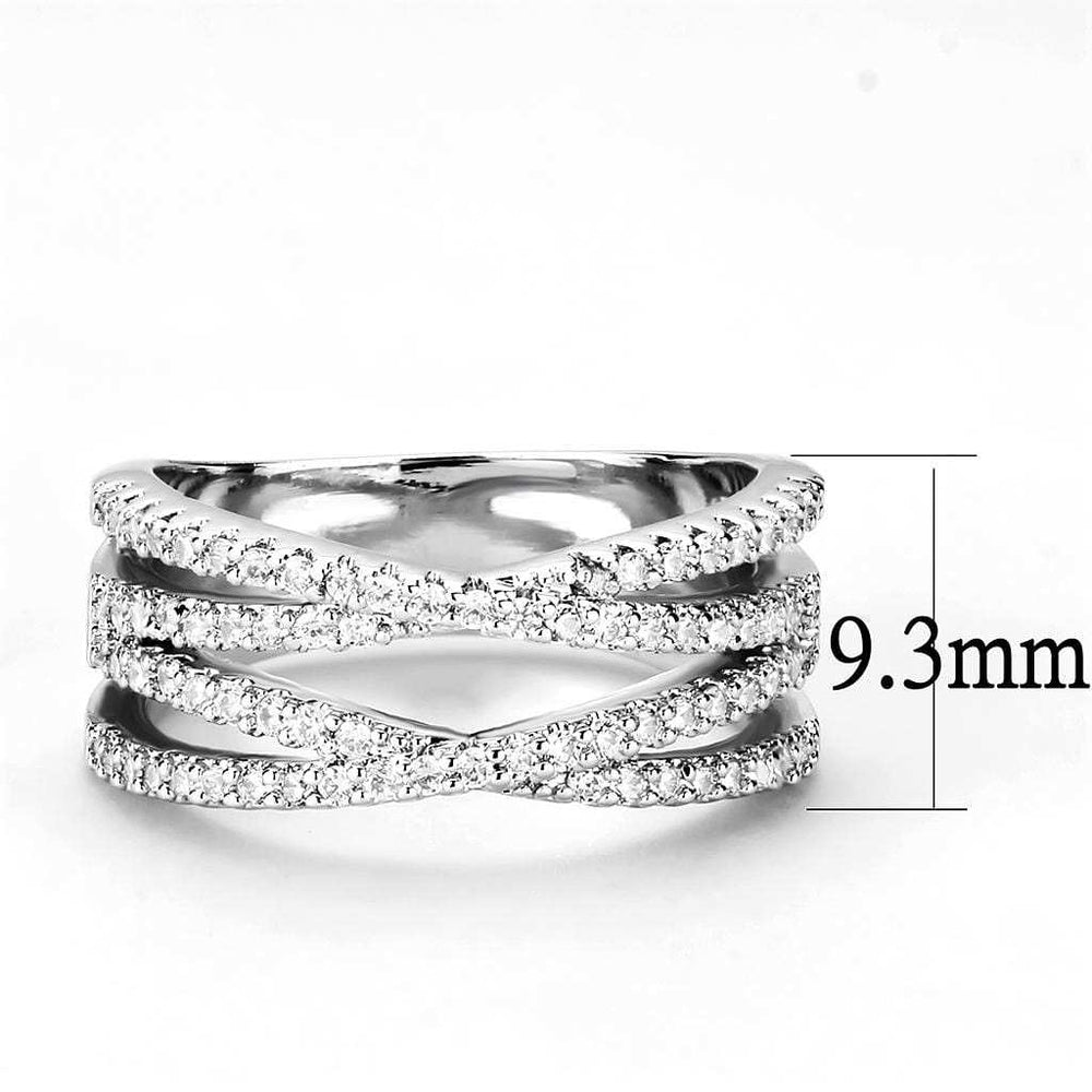 3W1450 - Rhodium Brass Ring with AAA Grade CZ in Clear - Alamode - Flyclothing LLC