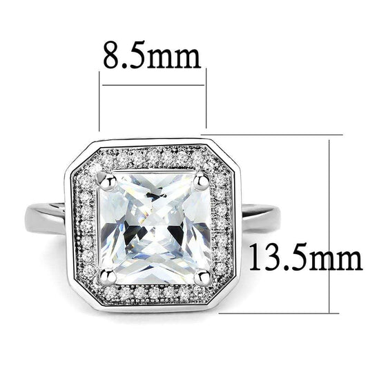 3W1451 - Rhodium Brass Ring with AAA Grade CZ in Clear - Alamode - Flyclothing LLC