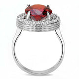 3W1455 - Rhodium Brass Ring with AAA Grade CZ in Garnet - Alamode - Flyclothing LLC