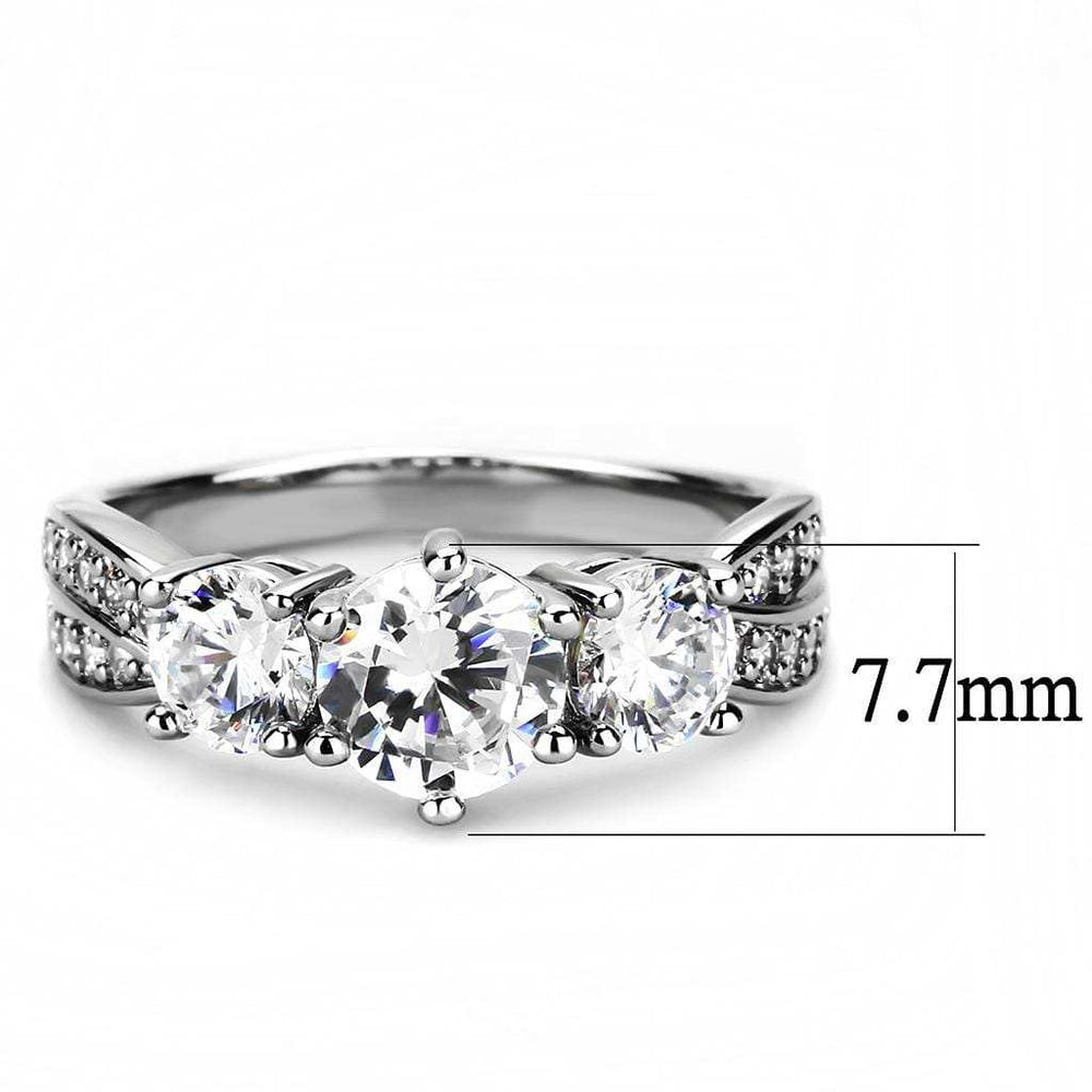 3W1456 - Rhodium Brass Ring with AAA Grade CZ in Clear - Alamode - Flyclothing LLC