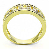 3W1459 - Gold Brass Ring with AAA Grade CZ in Clear - Alamode - Flyclothing LLC