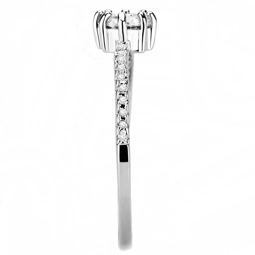 3W1460 - Rhodium Brass Ring with AAA Grade CZ in Clear - Alamode - Flyclothing LLC