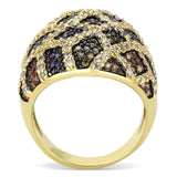 3W1461 - Gold+Ruthenium Brass Ring with AAA Grade CZ in Multi Color - Alamode - Flyclothing LLC