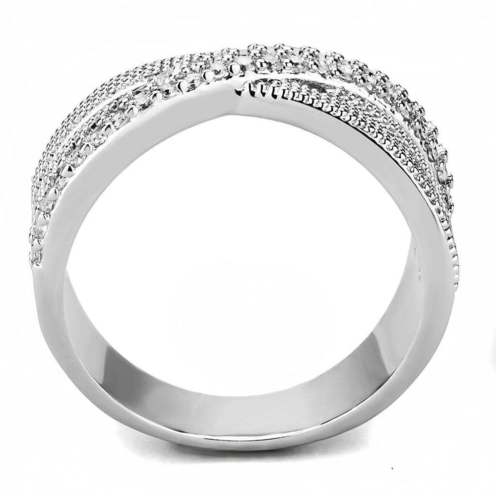 3W1464 - Rhodium Brass Ring with AAA Grade CZ in Clear - Alamode - Flyclothing LLC