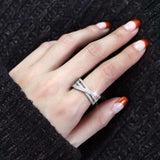3W1464 - Rhodium Brass Ring with AAA Grade CZ in Clear - Alamode - Flyclothing LLC
