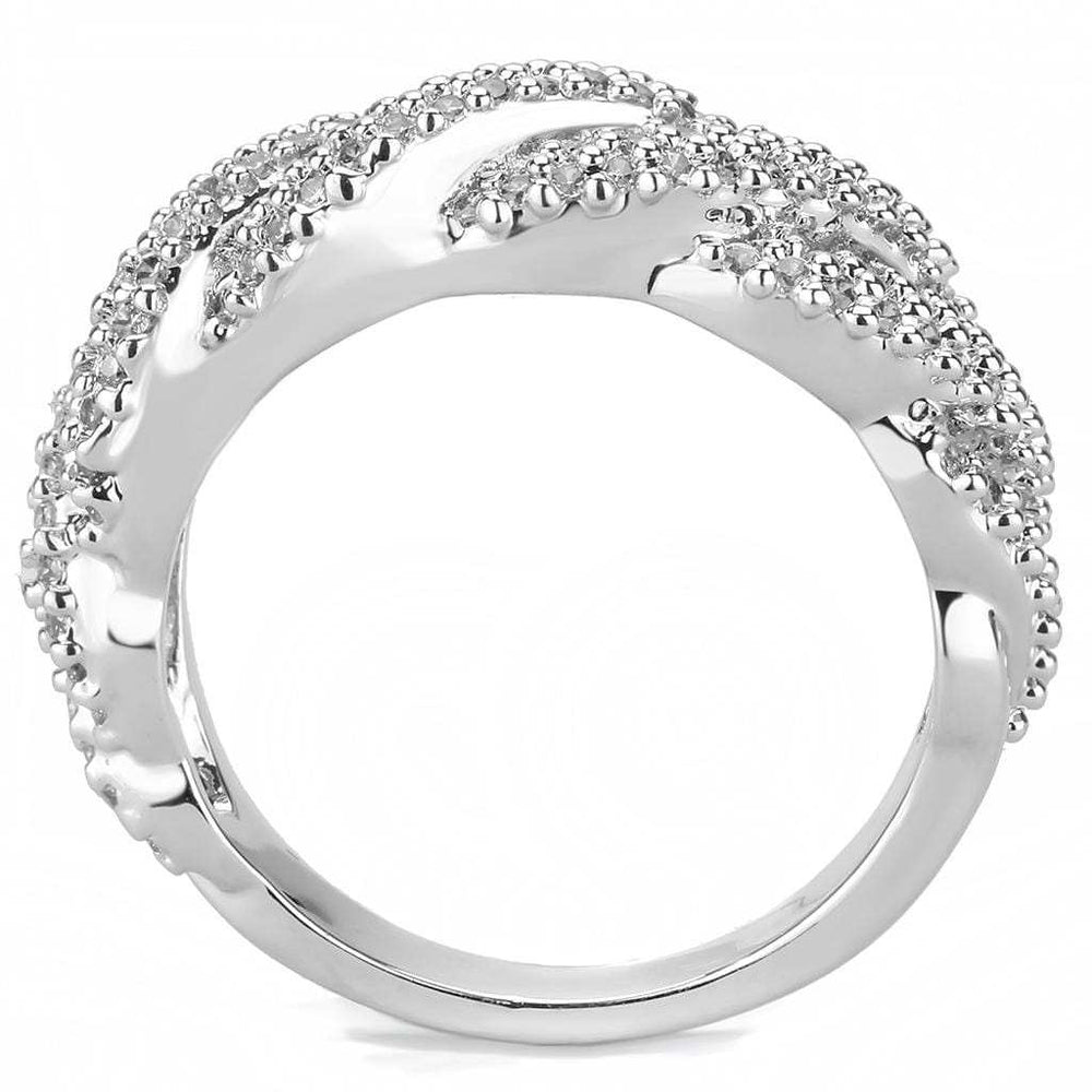 3W1468 - Rhodium Brass Ring with AAA Grade CZ in Clear - Alamode - Flyclothing LLC