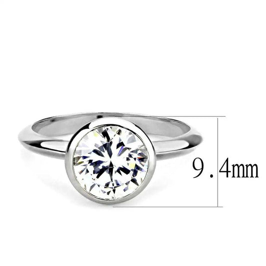 3W1487 - Rhodium Brass Ring with AAA Grade CZ in Clear - Alamode - Flyclothing LLC