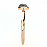 3W1493 - Rose Gold Brass Ring with Synthetic Synthetic Glass in Aquamarine - Alamode - Flyclothing LLC