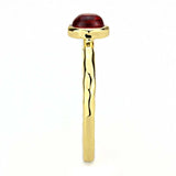 3W1496 - Gold Brass Ring with Synthetic Synthetic Glass in Garnet - Alamode - Flyclothing LLC