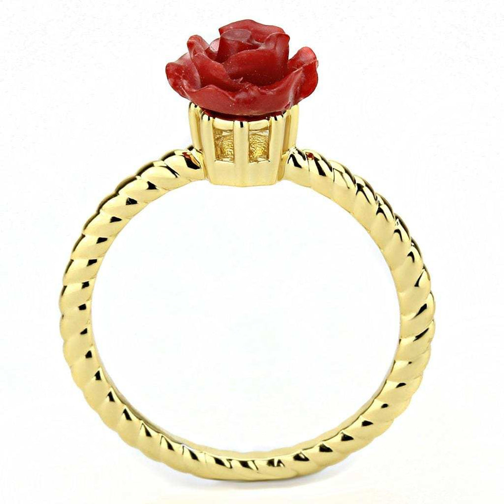 3W1498 - Gold Brass Ring with Synthetic Synthetic Stone in Siam - Alamode - Flyclothing LLC