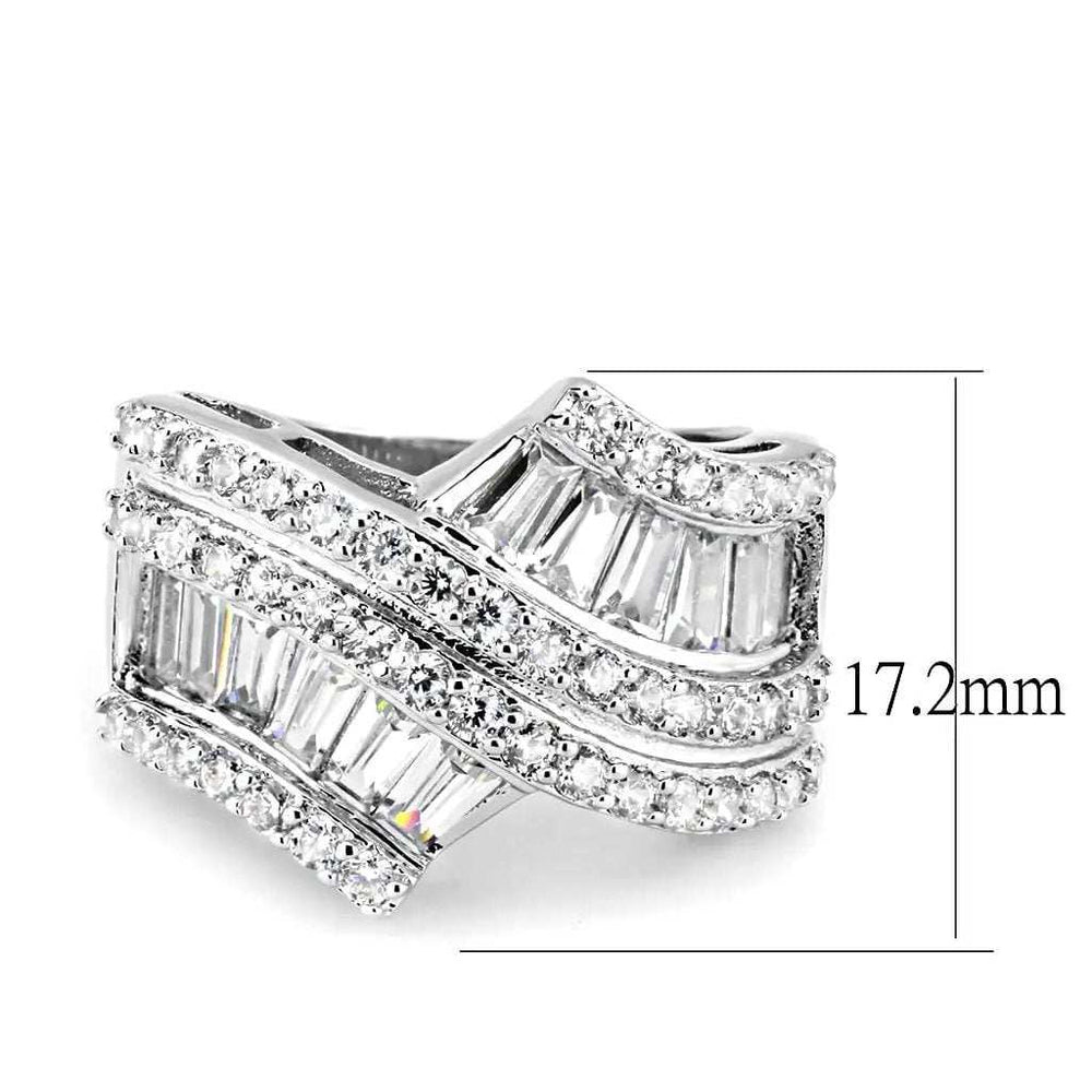 3W1501 - Rhodium Brass Ring with AAA Grade CZ in Clear - Alamode - Flyclothing LLC