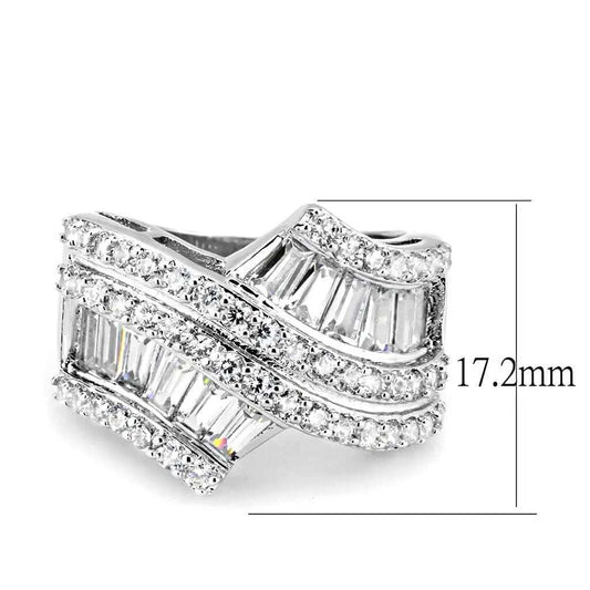 3W1501 - Rhodium Brass Ring with AAA Grade CZ in Clear - Alamode - Flyclothing LLC
