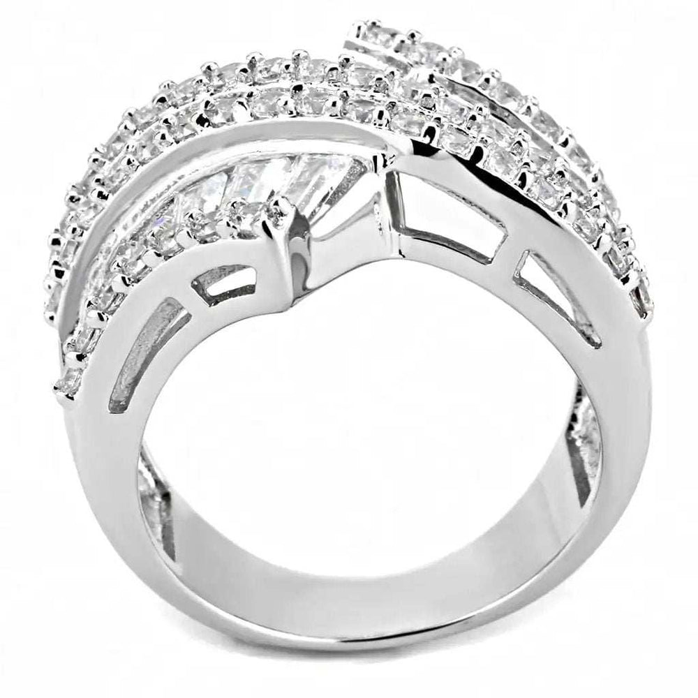3W1501 - Rhodium Brass Ring with AAA Grade CZ in Clear - Alamode - Flyclothing LLC