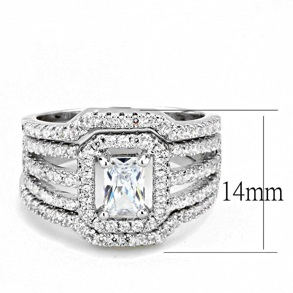 3W1503 - Rhodium Brass Ring with AAA Grade CZ in Clear - Alamode - Flyclothing LLC