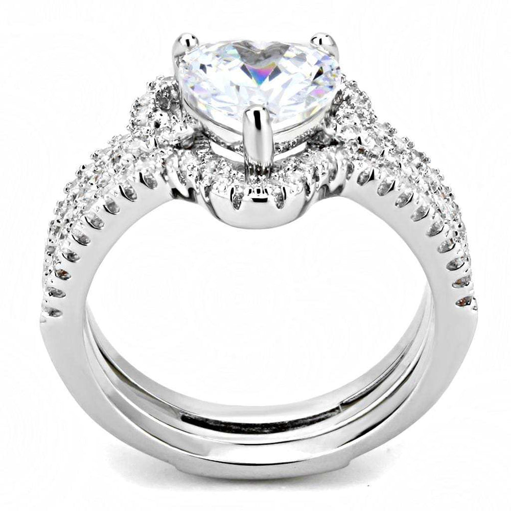 3W1504 - Rhodium Brass Ring with AAA Grade CZ in Clear - Alamode - Flyclothing LLC