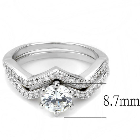 3W1505 - Rhodium Brass Ring with AAA Grade CZ in Clear - Alamode - Flyclothing LLC