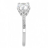 3W1507 - Rhodium Brass Ring with AAA Grade CZ in Clear - Alamode - Flyclothing LLC