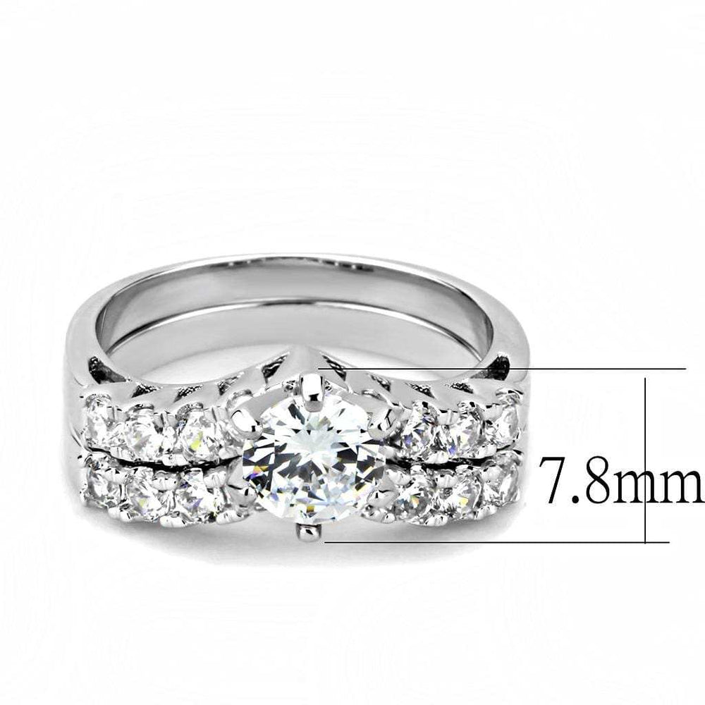 3W1513 - Rhodium Brass Ring with AAA Grade CZ in Clear - Alamode - Flyclothing LLC