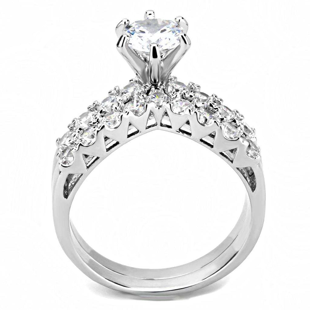 3W1513 - Rhodium Brass Ring with AAA Grade CZ in Clear - Alamode - Flyclothing LLC