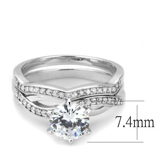3W1514 - Rhodium Brass Ring with AAA Grade CZ in Clear - Alamode - Flyclothing LLC