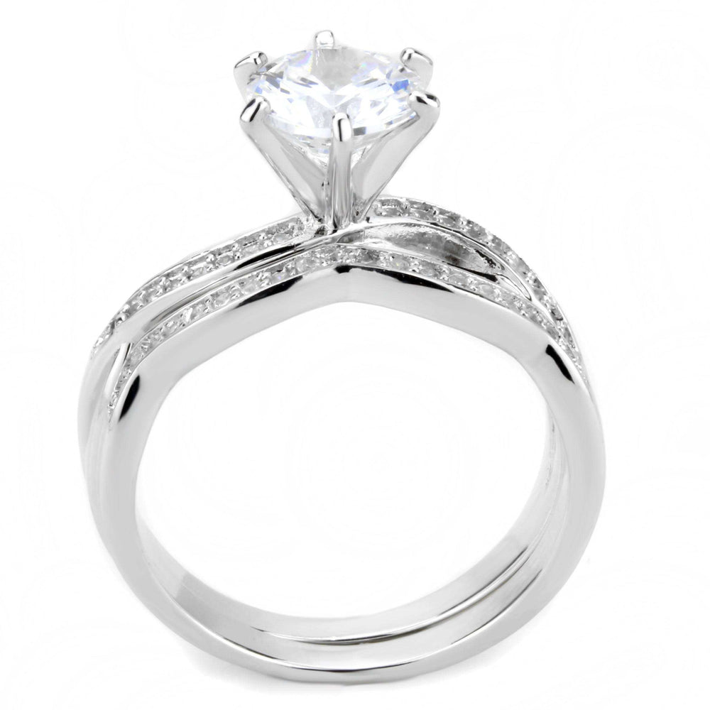 3W1514 - Rhodium Brass Ring with AAA Grade CZ in Clear - Alamode - Flyclothing LLC