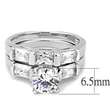 3W1515 - Rhodium Brass Ring with AAA Grade CZ in Clear - Alamode - Flyclothing LLC