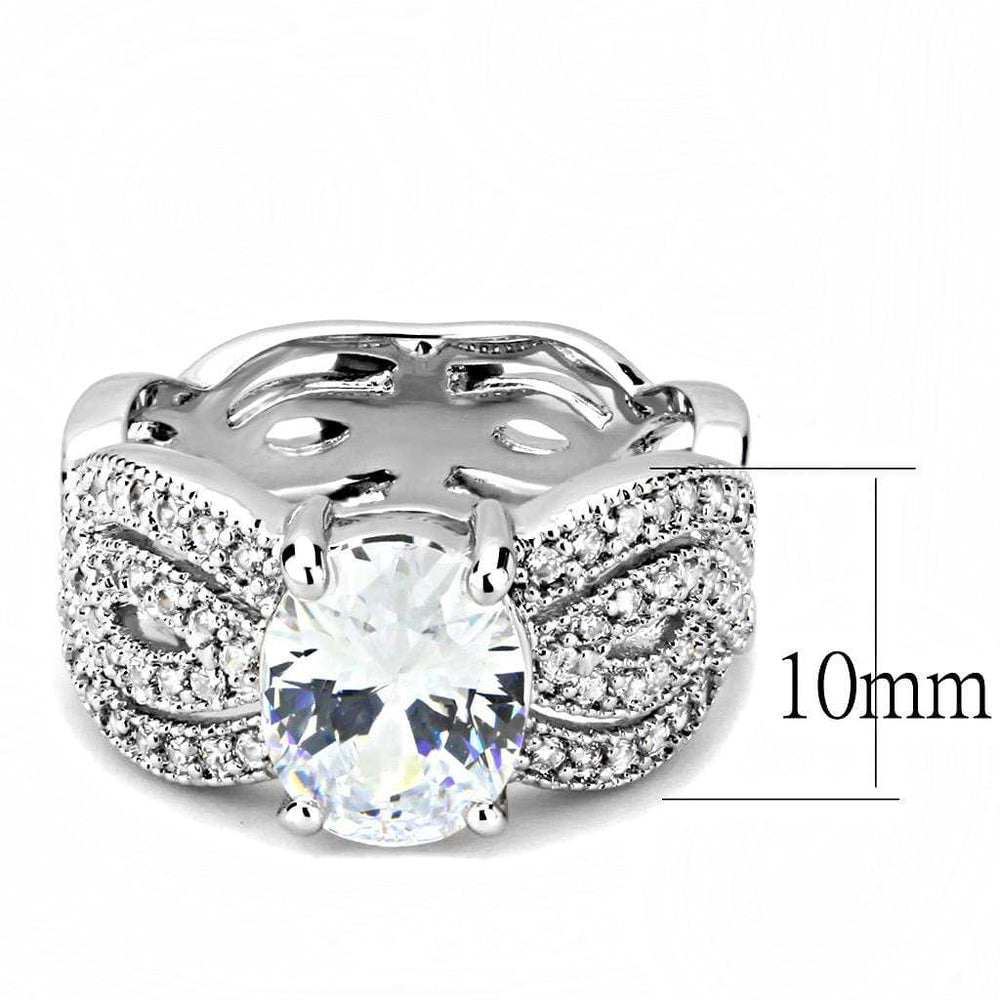 3W1517 - Rhodium Brass Ring with AAA Grade CZ in Clear - Alamode - Flyclothing LLC