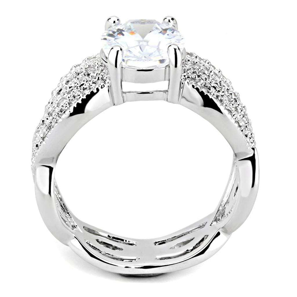 3W1517 - Rhodium Brass Ring with AAA Grade CZ in Clear - Alamode - Flyclothing LLC