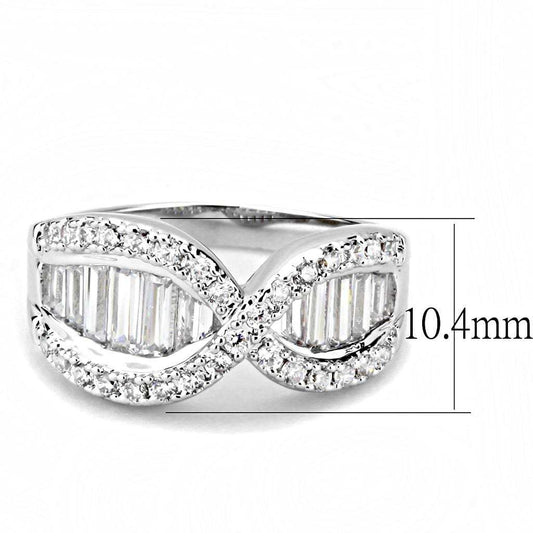 3W1518 - Rhodium Brass Ring with AAA Grade CZ in Clear - Alamode - Flyclothing LLC