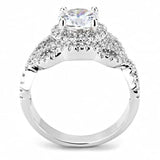 3W1519 - Rhodium Brass Ring with AAA Grade CZ in Clear - Alamode - Flyclothing LLC