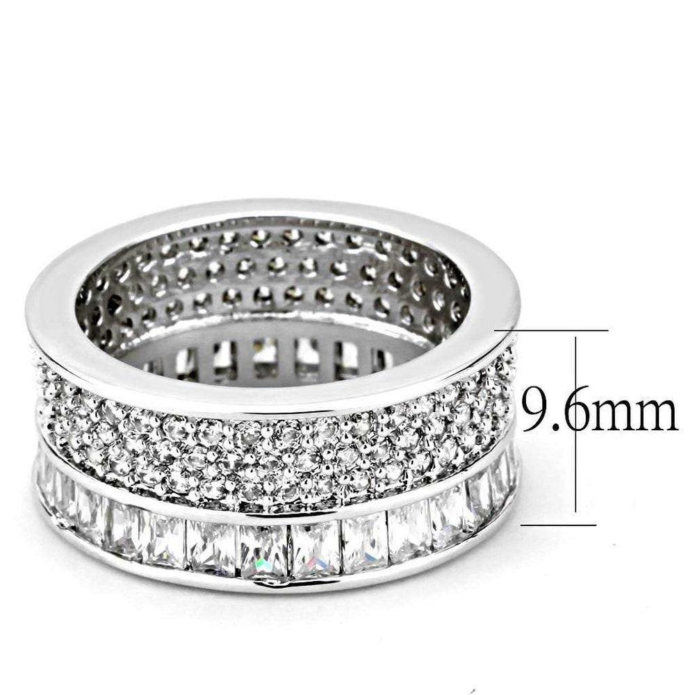 3W1520 - Rhodium Stainless Steel Ring with AAA Grade CZ in Clear - Alamode - Flyclothing LLC