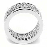 3W1520 - Rhodium Stainless Steel Ring with AAA Grade CZ in Clear - Alamode - Flyclothing LLC