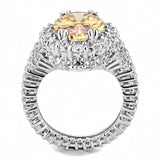 3W1523 - Rhodium Brass Ring with AAA Grade CZ in Champagne - Alamode - Flyclothing LLC