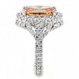 3W1523 - Rhodium Brass Ring with AAA Grade CZ in Champagne - Alamode - Flyclothing LLC