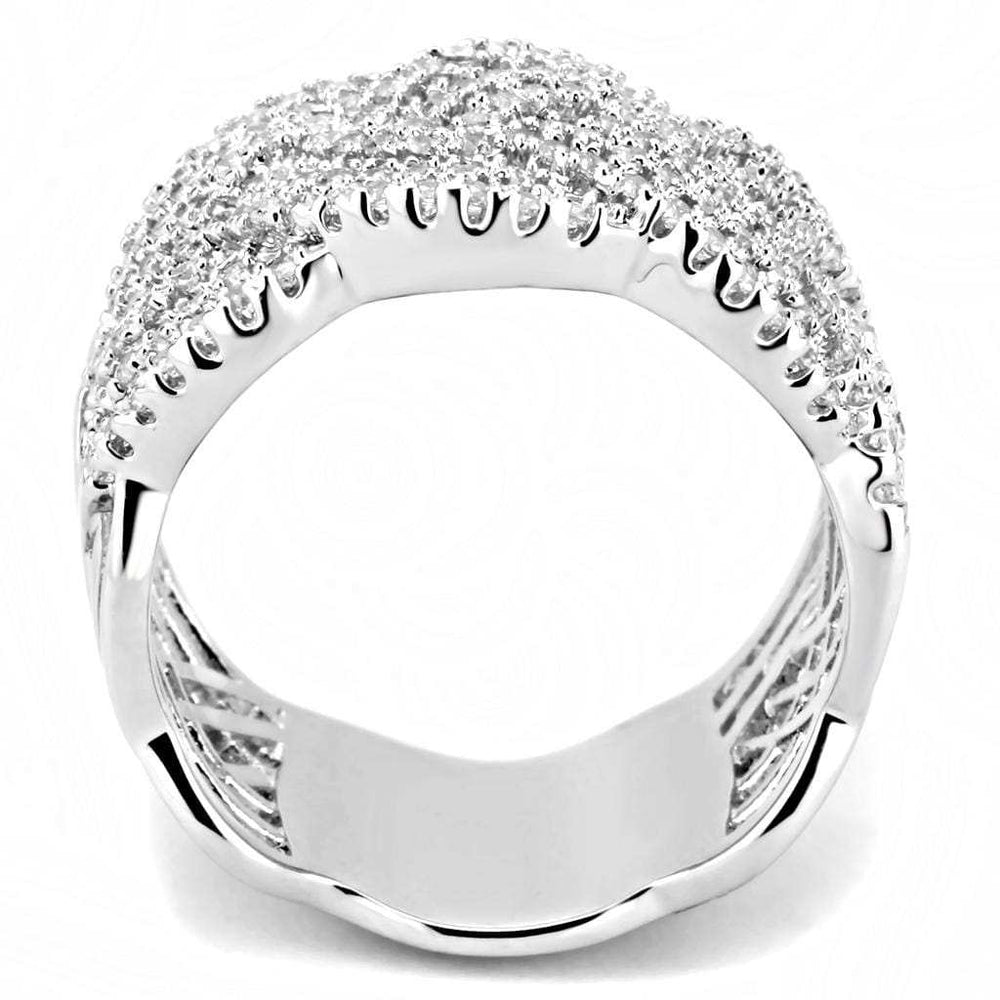 3W1524 - Rhodium Brass Ring with AAA Grade CZ in Clear - Alamode - Flyclothing LLC