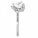 3W1526 - Rhodium Brass Ring with AAA Grade CZ in Clear - Alamode - Flyclothing LLC